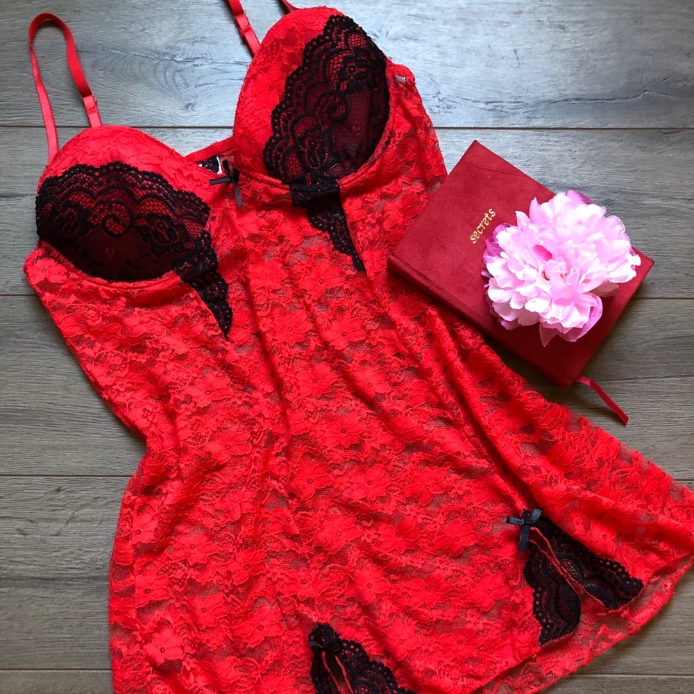 🌹Teddy {Secrets Bundle} Red & Black Lace lingerie